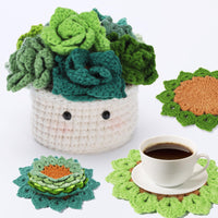 6 PCS Coasters in a Plant Pot Crochet Kit for Beginners