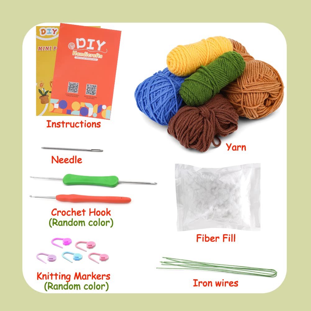 Potted Flowers Kit Crochet Kit for Beginners (Blue)