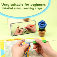 Potted Flowers Kit Crochet Kit for Beginners (Blue)