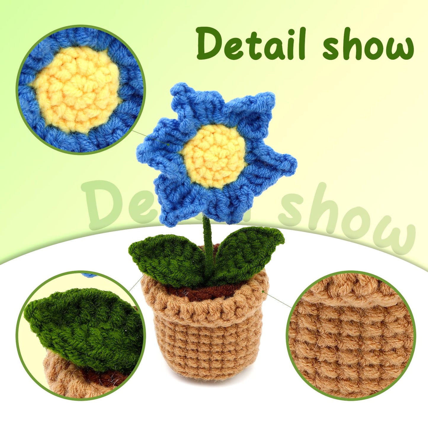 Potted Flowers Kit Crochet Kit for Beginners (Blue)