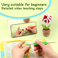 Potted Flowers Kit Crochet Kit for Beginners (Red)