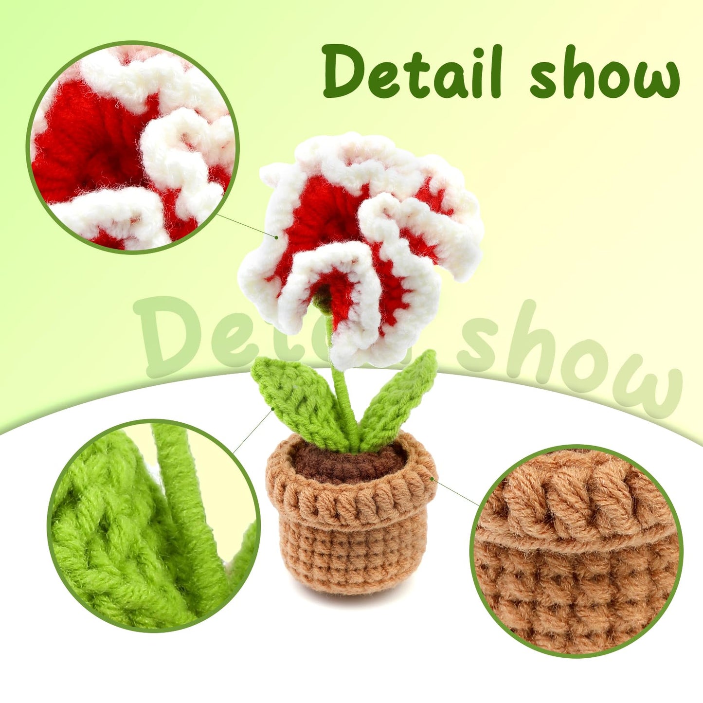 Potted Flowers Kit Crochet Kit for Beginners (Red)