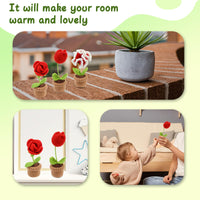 Potted Flowers Kit Crochet Kit for Beginners (Red)