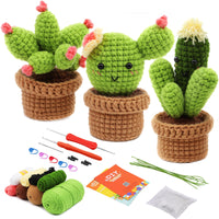 3 PCS Cactus Crochet Kit for Beginners