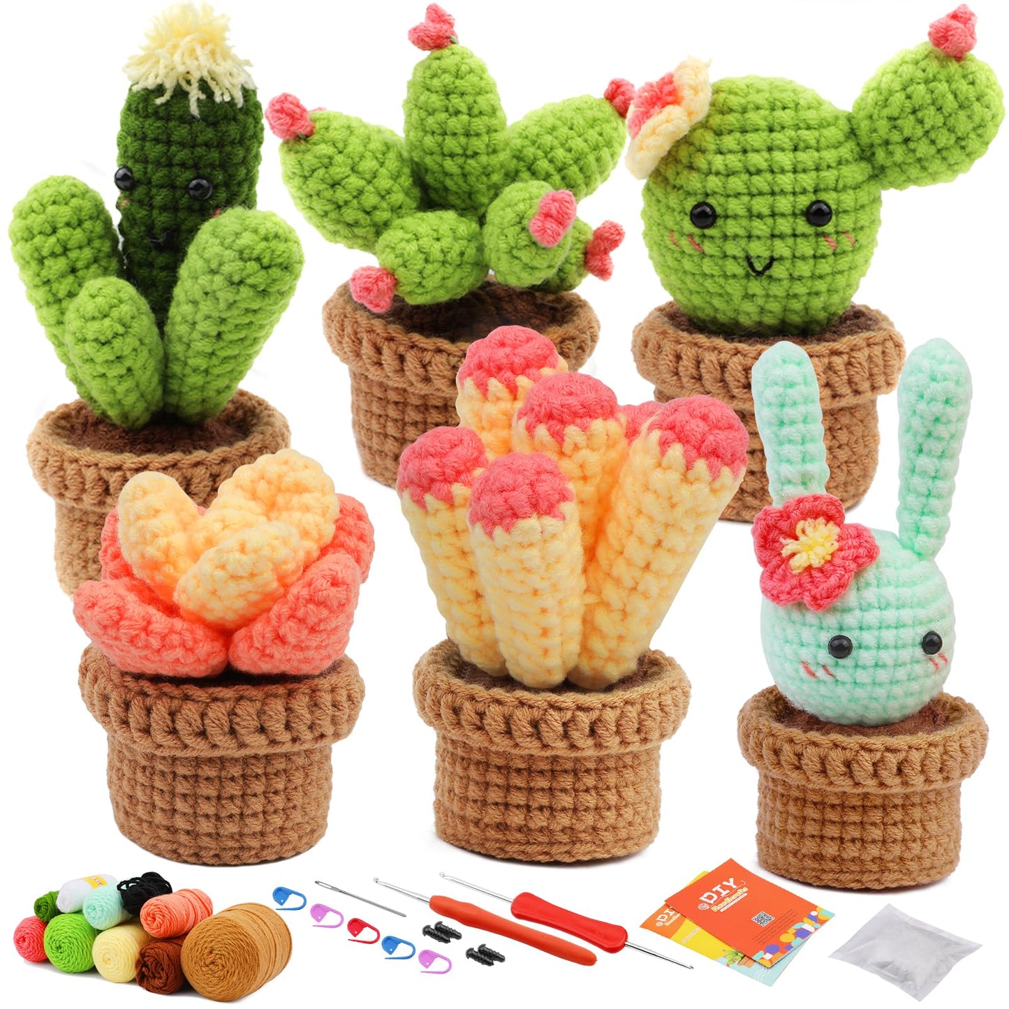 6 PCS Cactus Crochet Kit for Beginners