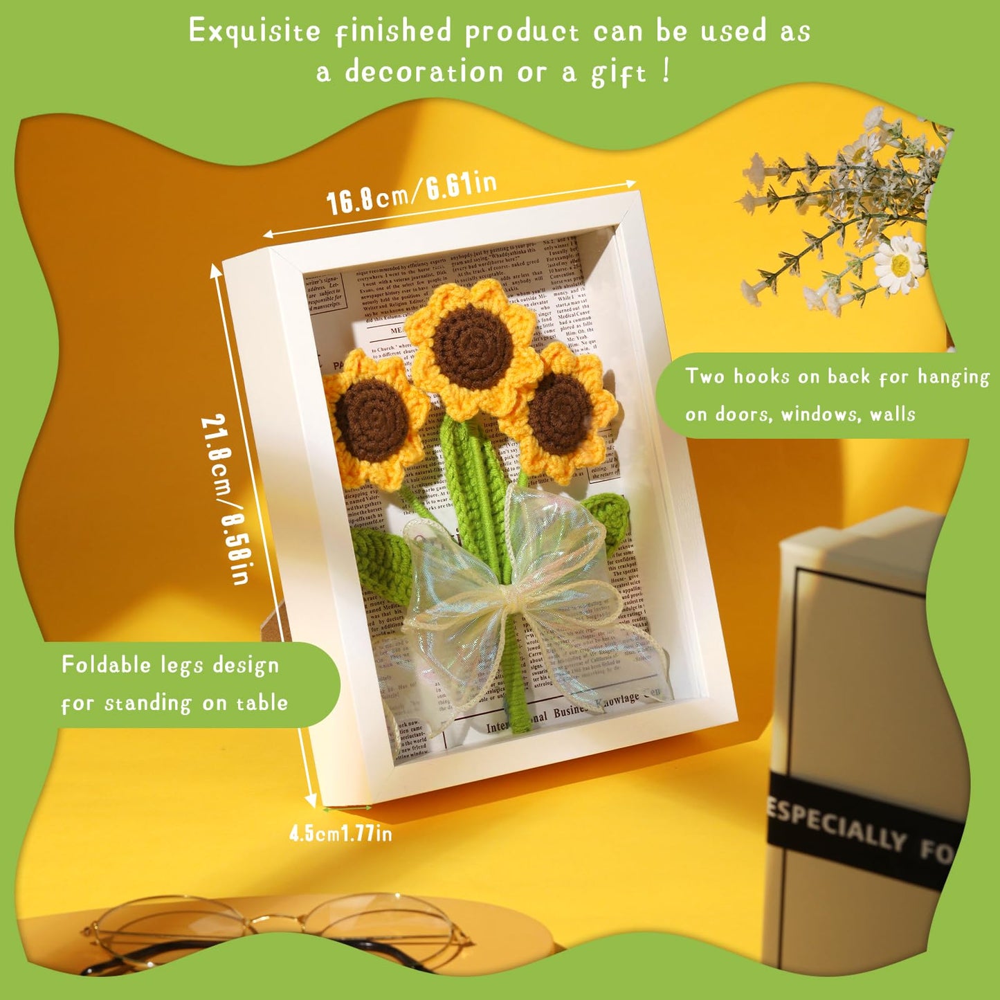 Sunflower Bouquet Photo Frame Kit Crochet Kits for Beginners