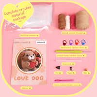 Love Dog Crochet Kit for Beginners, Cotton-Nylon Blend Yarn