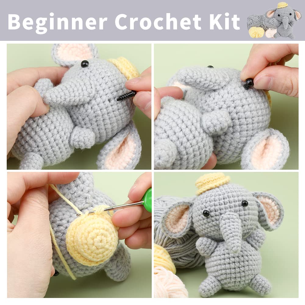 Gray Elepant Crochet Kit for Beginners