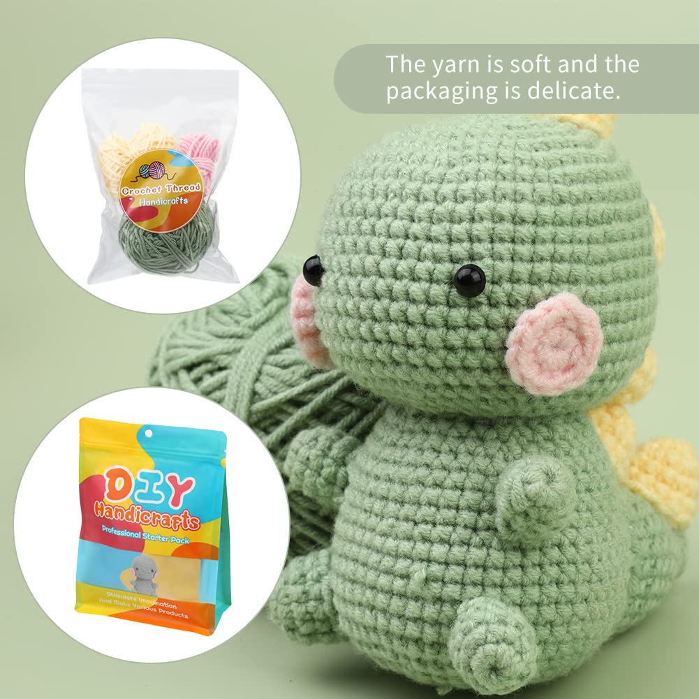 Green Dinosaur Crochet Kit for Beginners