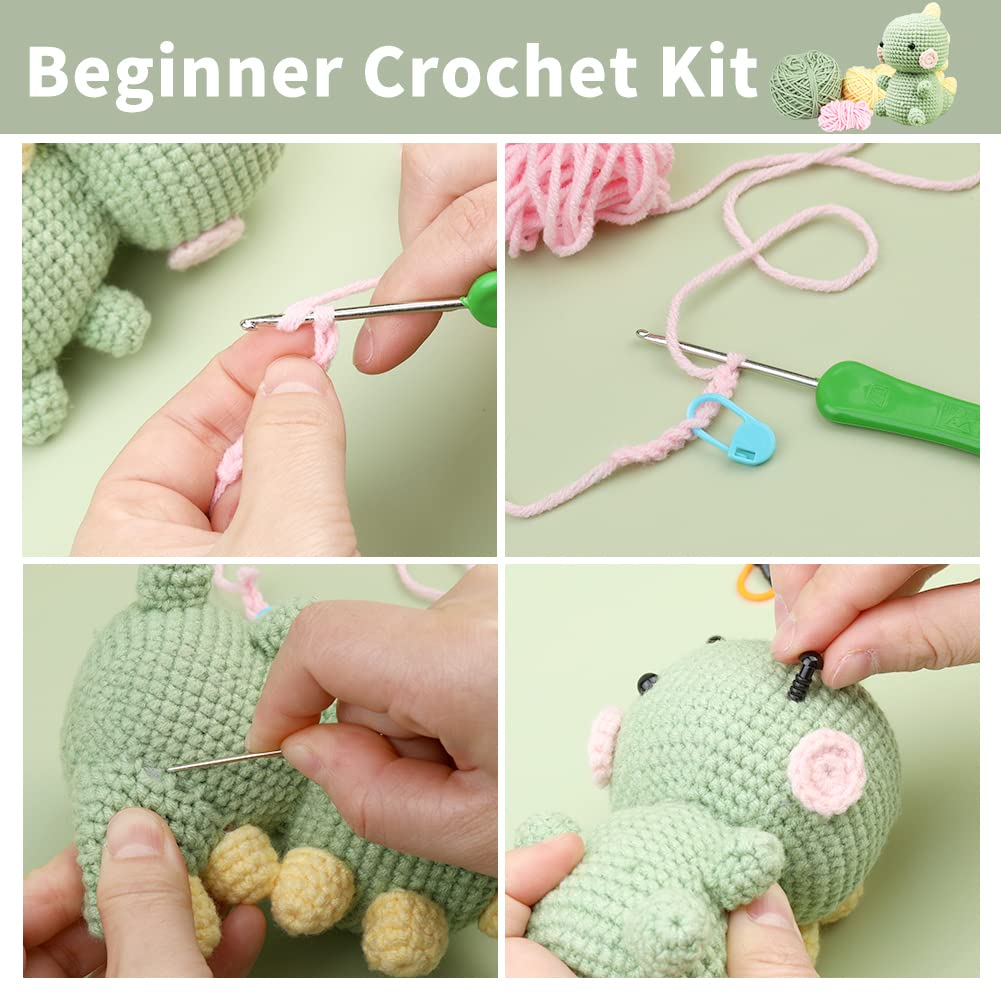 Green Dinosaur Crochet Kit for Beginners